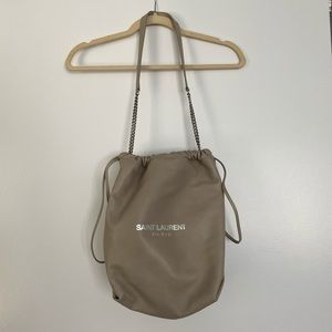 Saint Laurent leather teddy bucket bag.